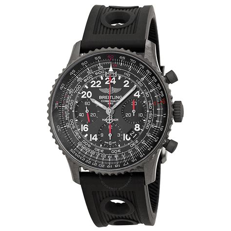 Breitling Navitimer Cosmonaute Black Dial Black Rubber Mens 